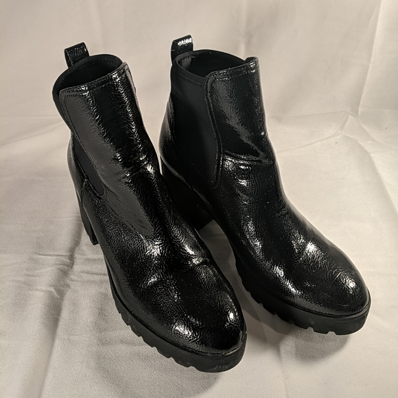 Aldo Patent Textured Faux Leather Heeled Booties Boots Black Women's US 10 3" - Picture 2 of 13